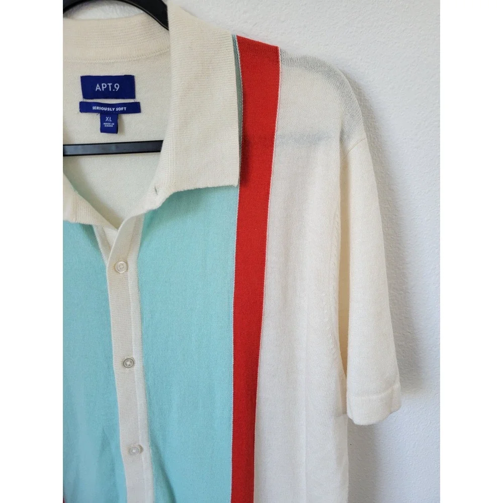 Apt. 9 Colorblock Short Sleeve Button-Up‎ Sweater – Men's XL